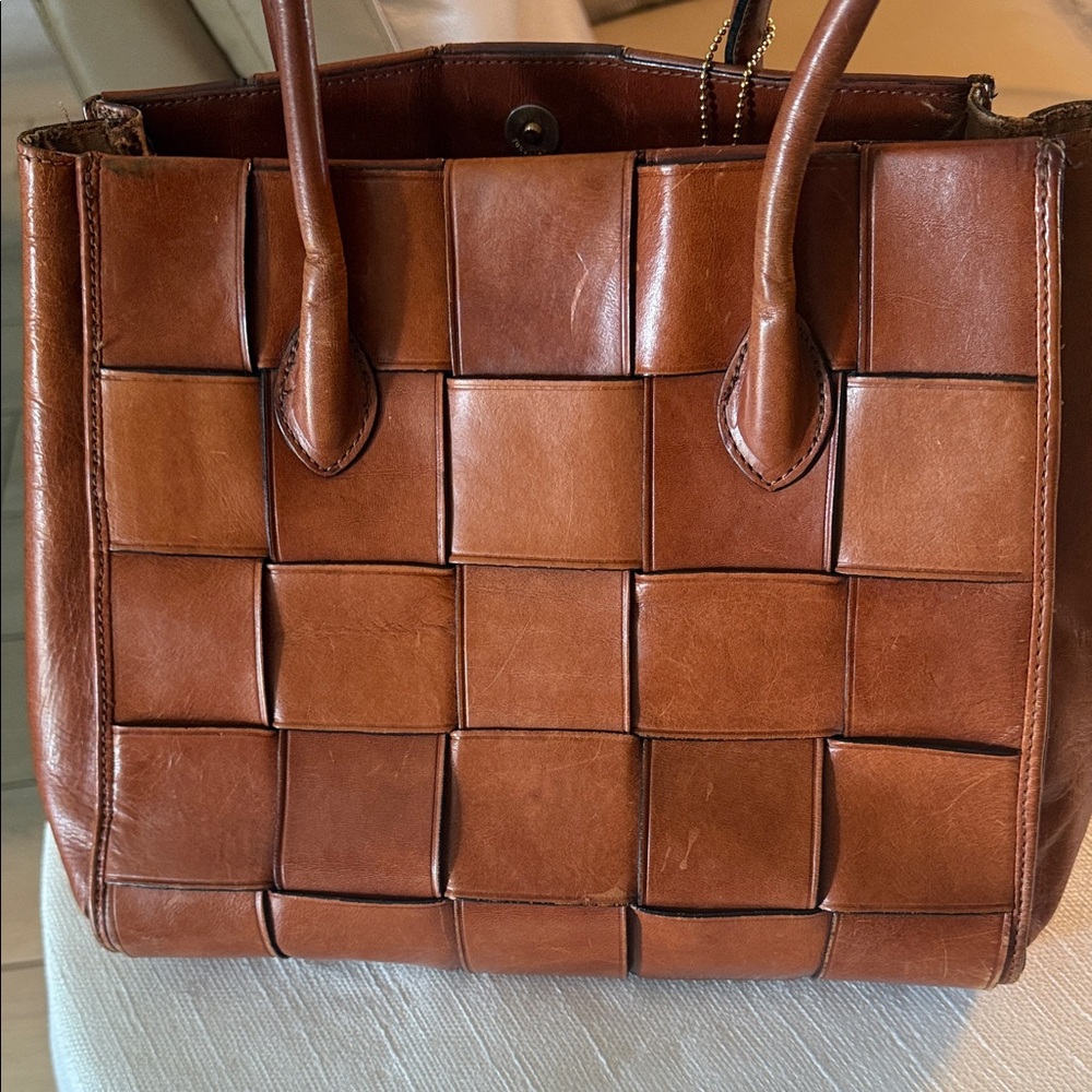Classic Brown Braided Leather Bag - Carryall